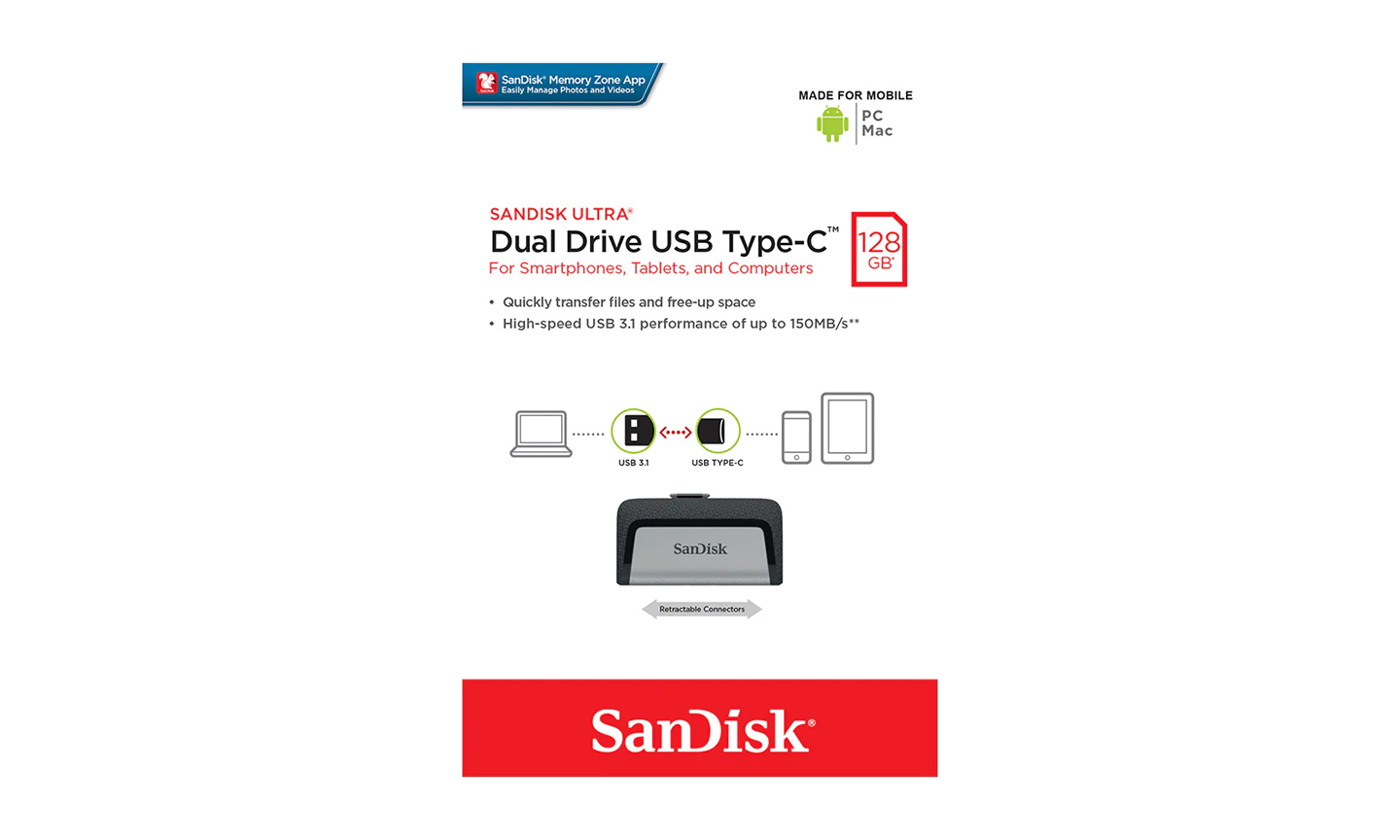 Sandisk OTG 128GB Pendrive - Type C and USB