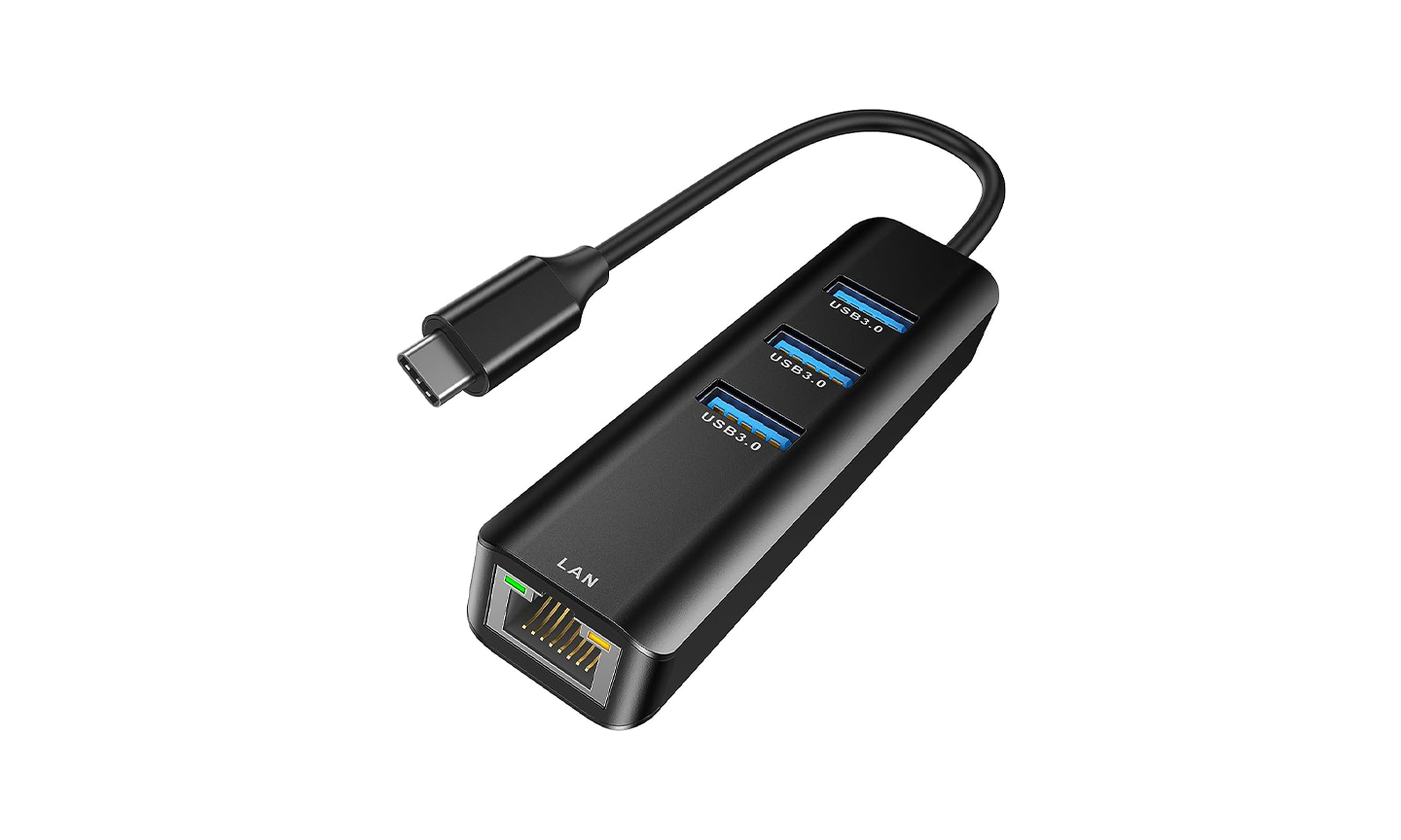 Type C to Ethernet Gigabit Adapter with 3 USB Ports