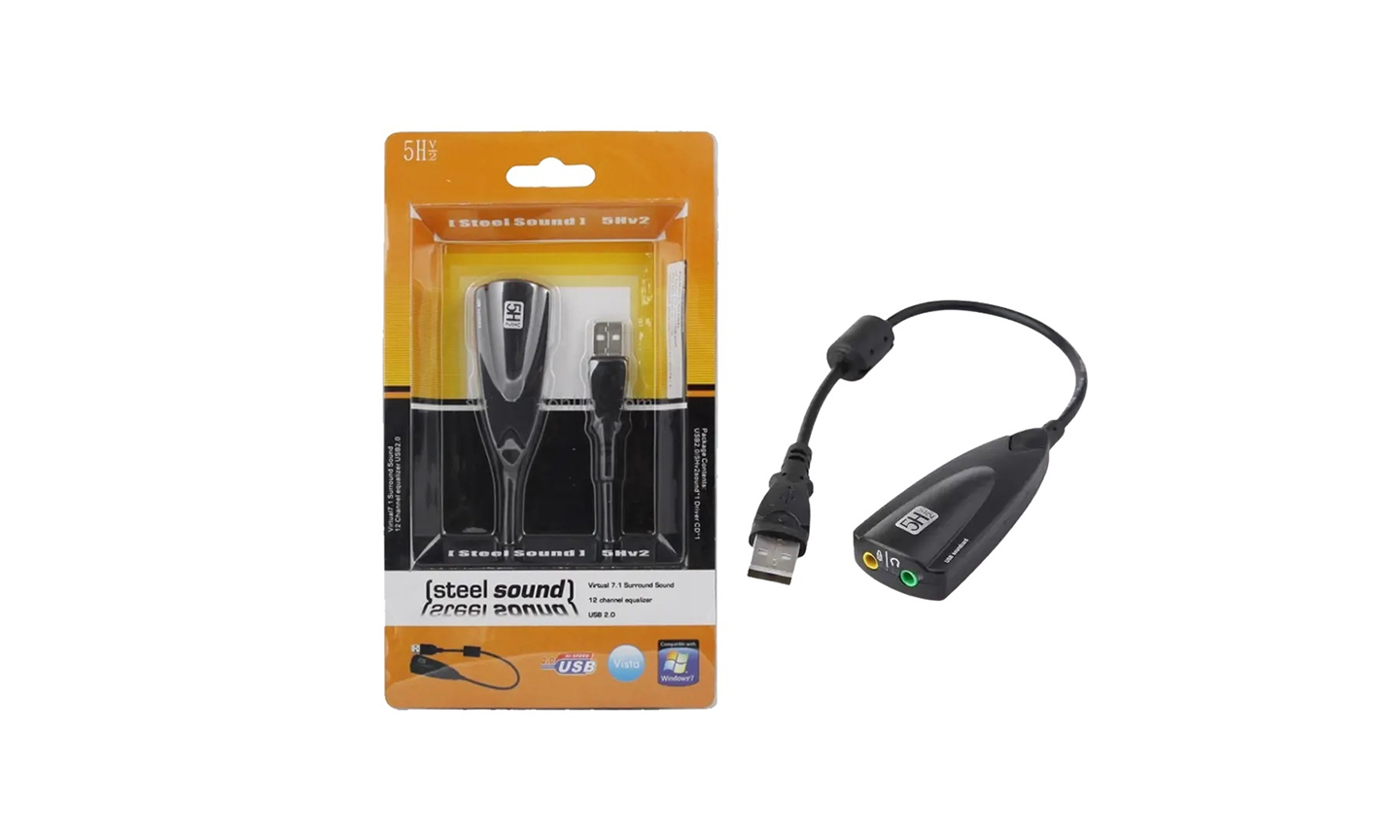 Steel Series 5HV2 7.1 Channel USB Sound Adapter External Sound Card (Black)