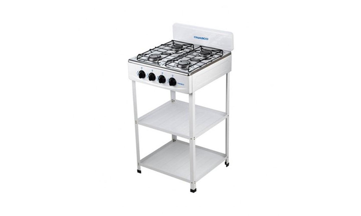Nasco-NASGS-K4BSS-S 4 Burner Gas Cooker White, Black Cap Stove