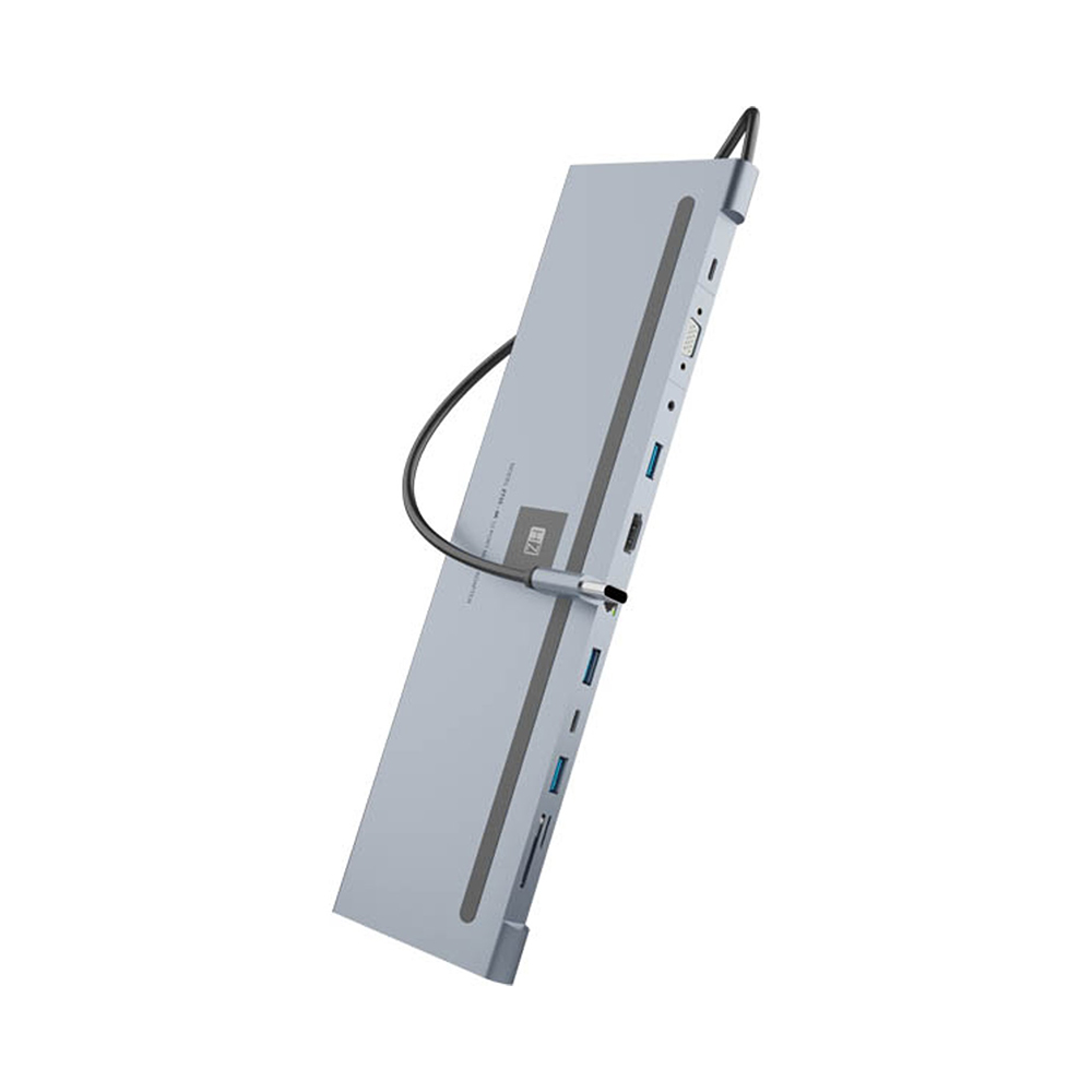 Heatz (ZT55) 12 Port Multi Adapter ( Usb c - 2 Usb / Ethernet Port / Usb C / Hdmi / Vga/ Sd card / Micro Sd / Audio